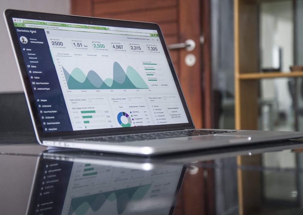 Business analytics dashboard with charts and data visualizations