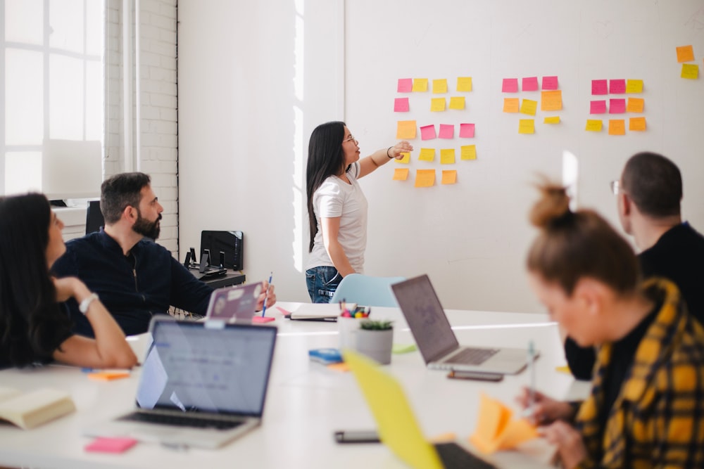 Small business team collaborating around a table
